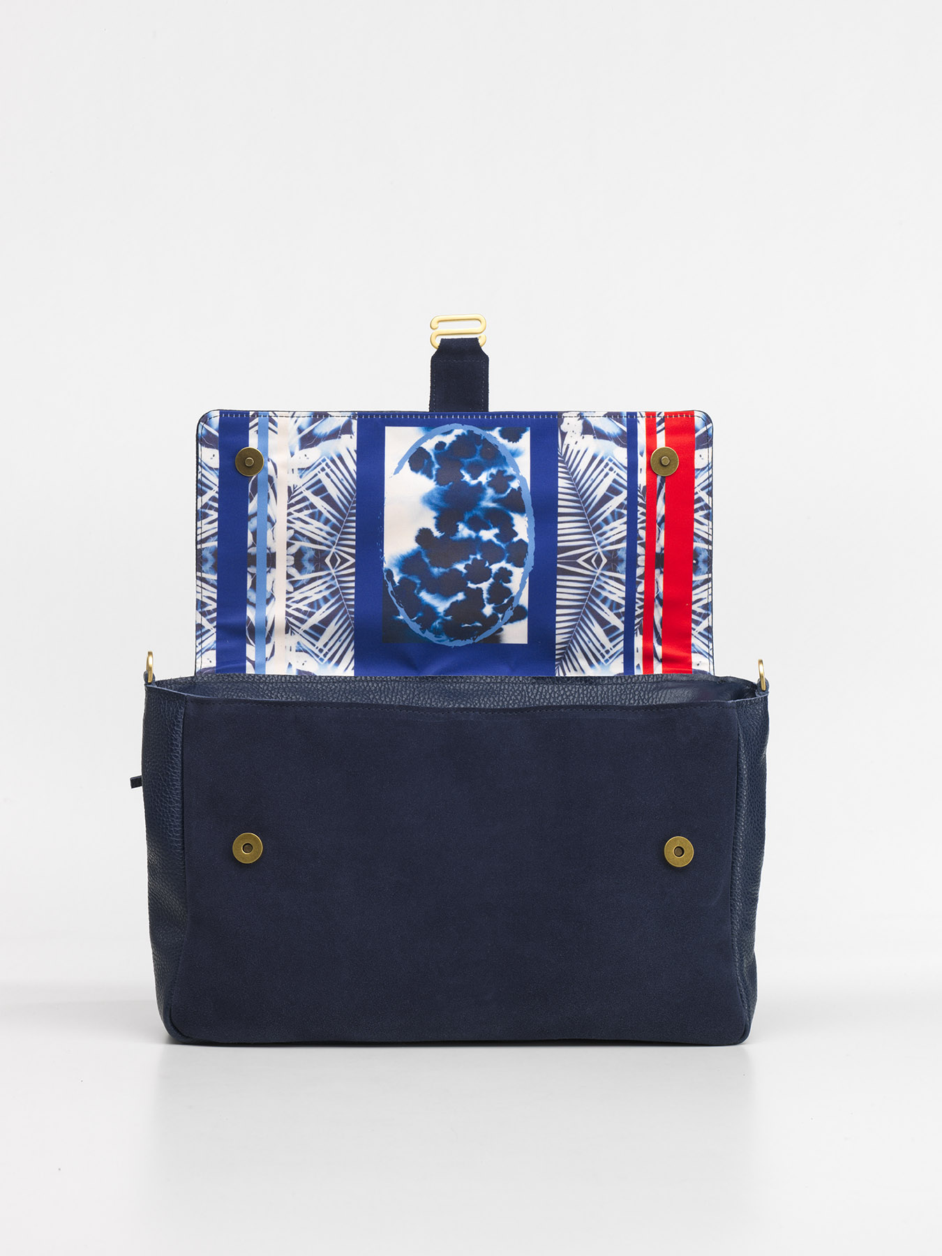 Interno Roma Blu marine Opera d'arte interna alla borsa a spalla Roma