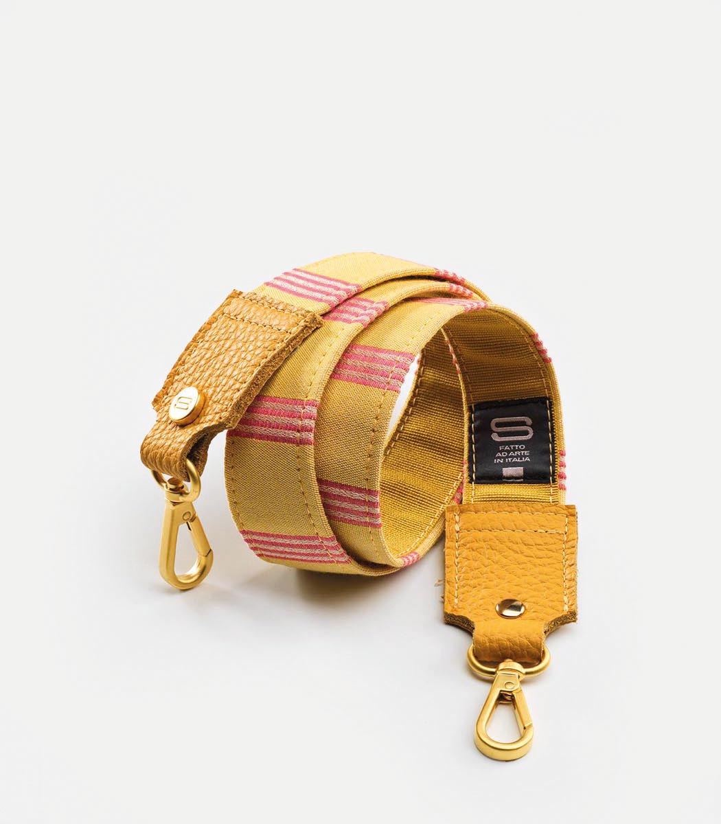 Tracolla in tessuto stripe 97 cm giallo e rosa