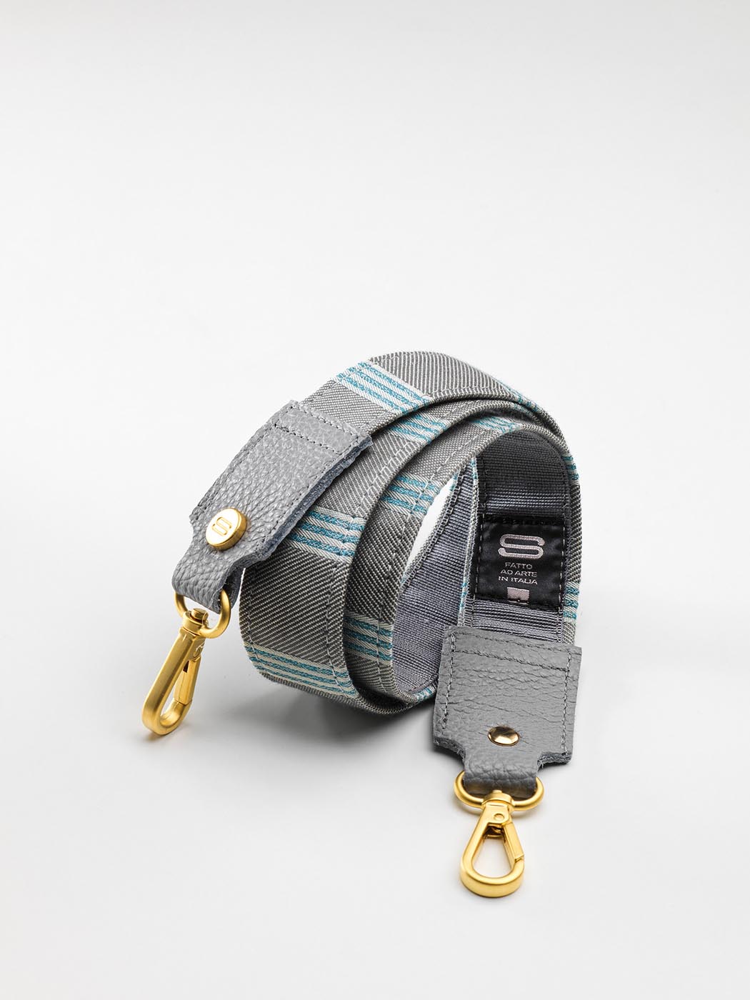 Tracolla in tessuto stripe 97 cm grigio e turchese