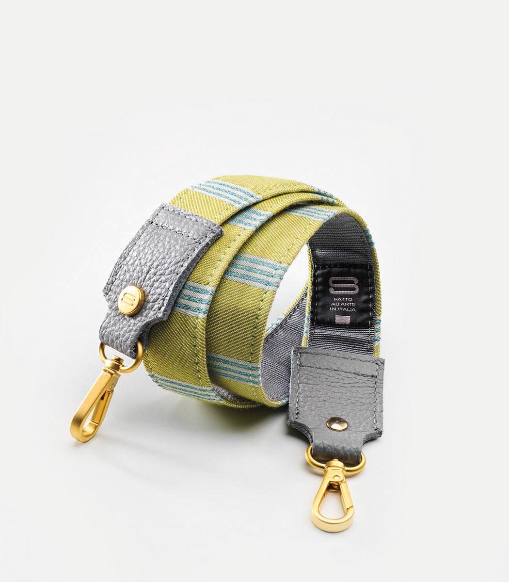 Tracolla in tessuto stripe 65 cm verde e azzurro