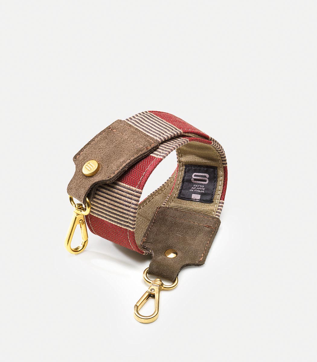 Tracolla in tessuto stripe 65 cm rosso avorio