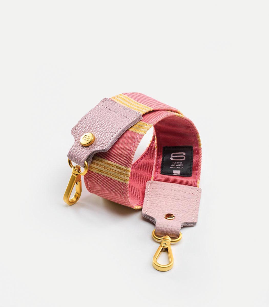 Tracolla in tessuto stripe 65 cm rosa e giallo