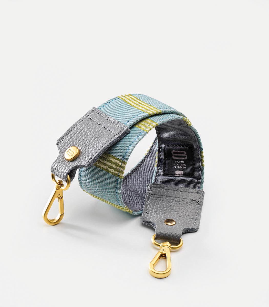 Tracolla in tessuto stripe 65 cm azzurro e verde