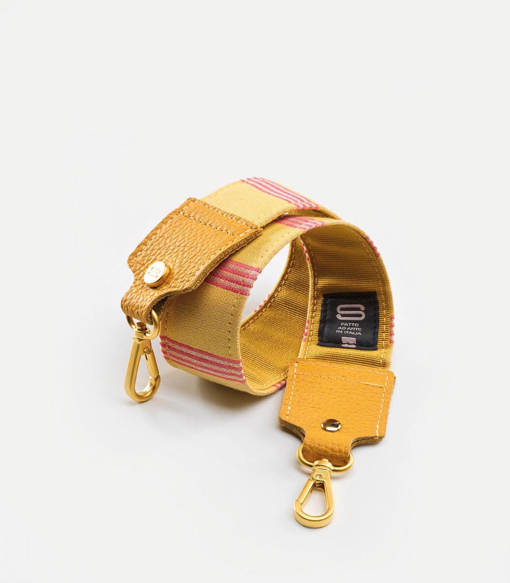 Tracolla in tessuto stripe 65 cm giallo e rosa
