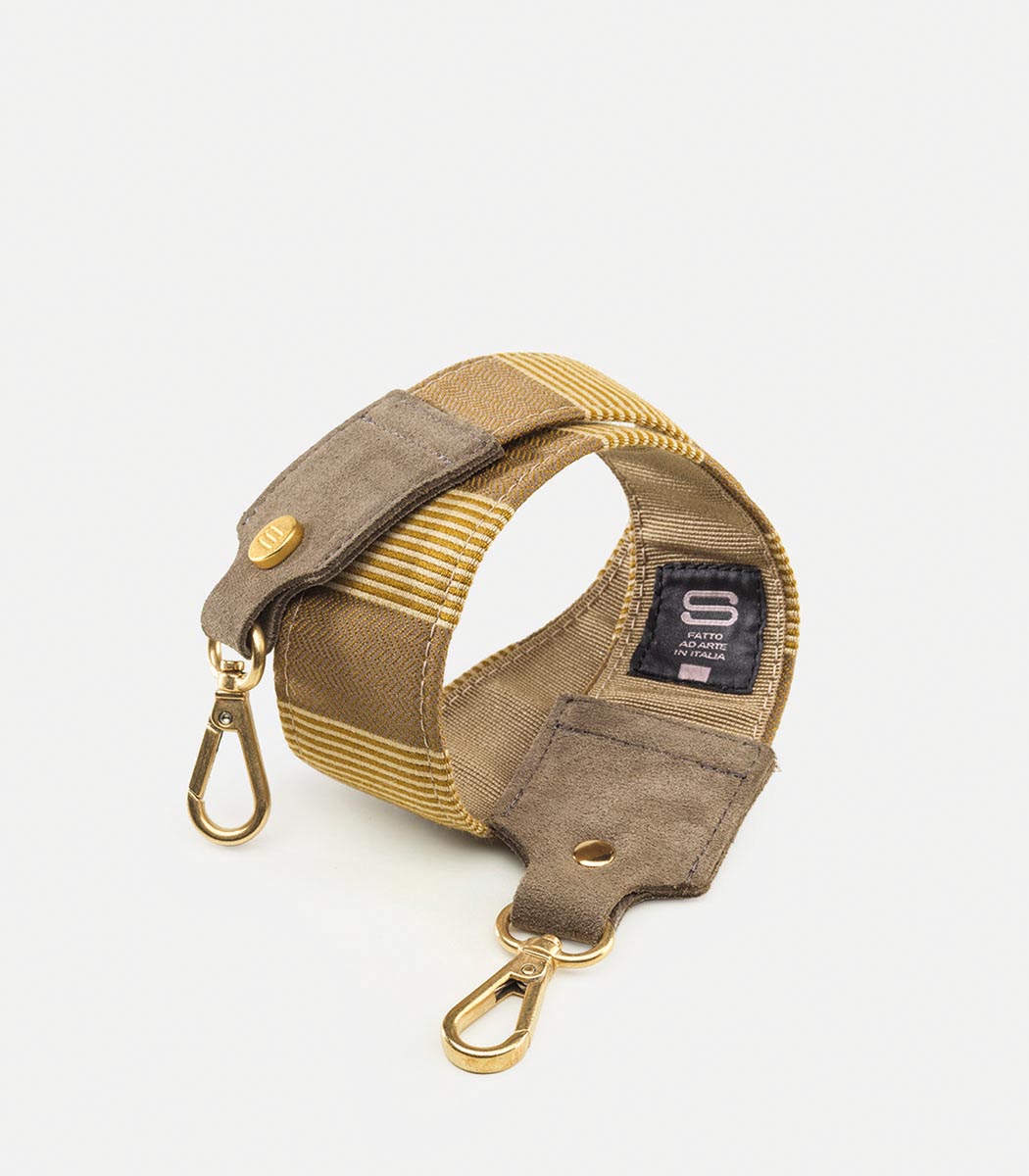 Tracolla in tessuto stripe 65 cm oro e senape